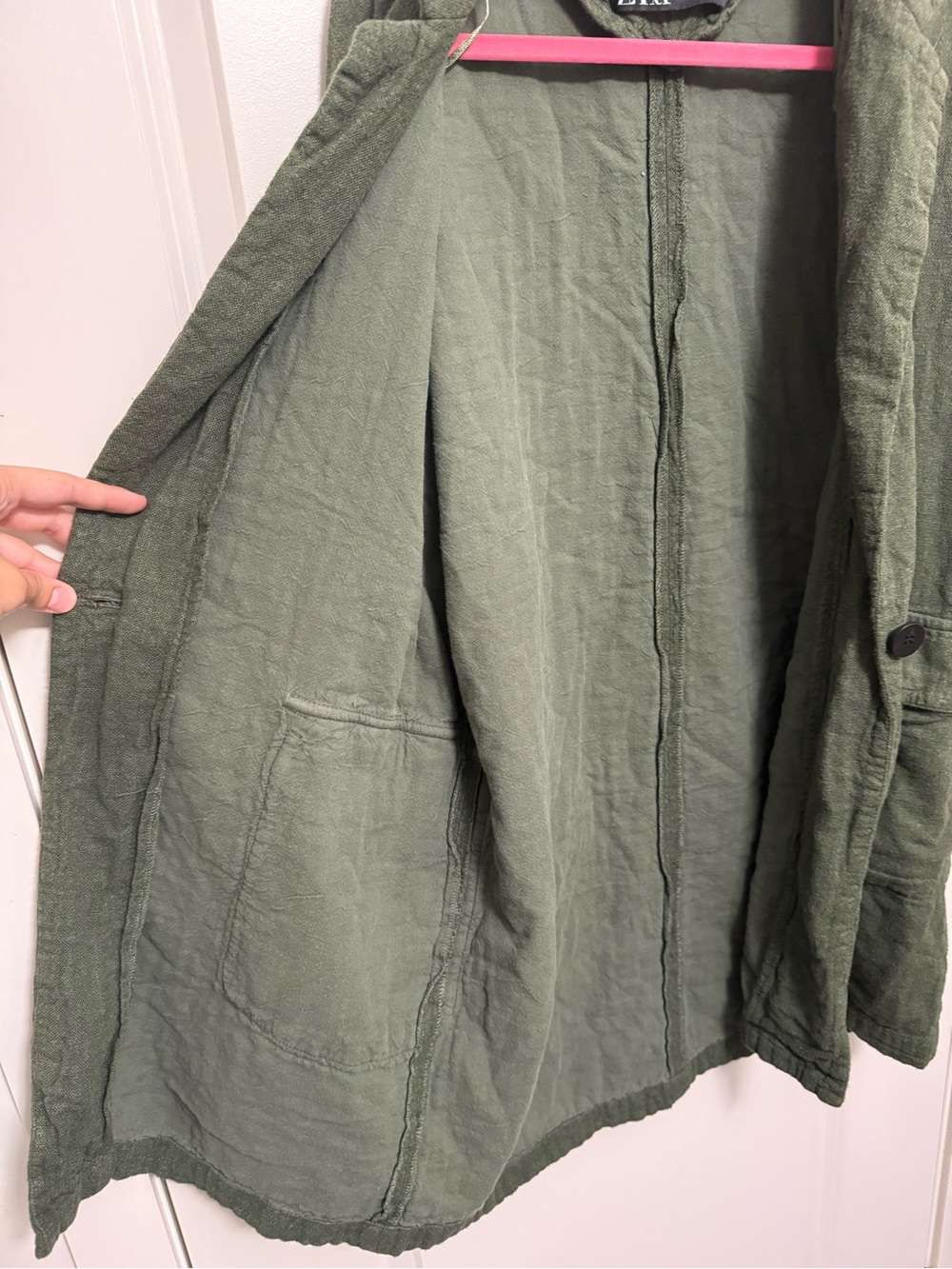 Zara Olive Green Relaxed Blazer Jacket in size L - Picture 7 of 11